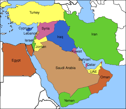 map of middle east and europe